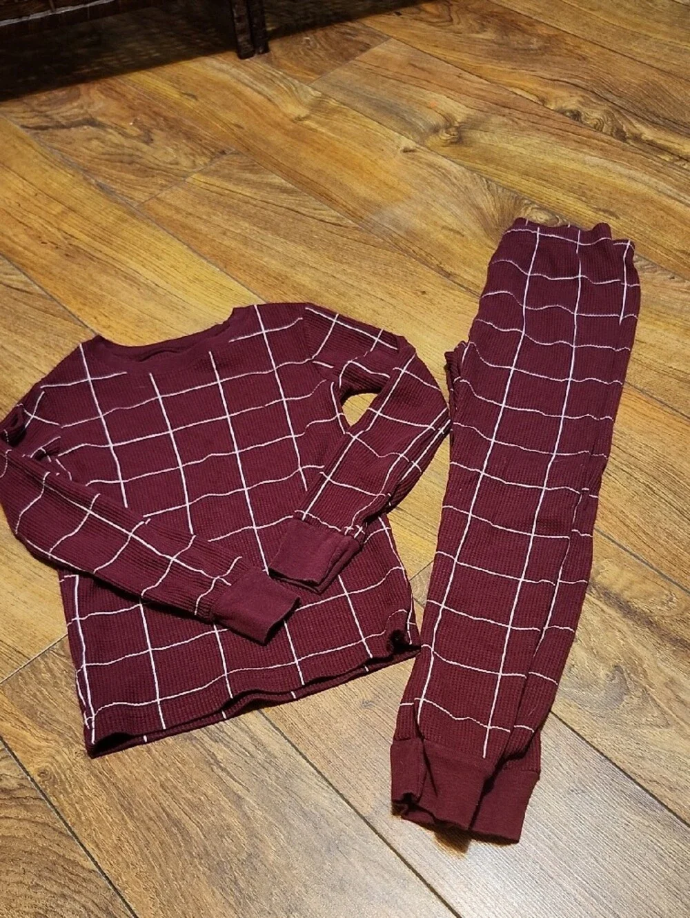 Carter's Burgundy Grid Long Sleeve Pajama Set
